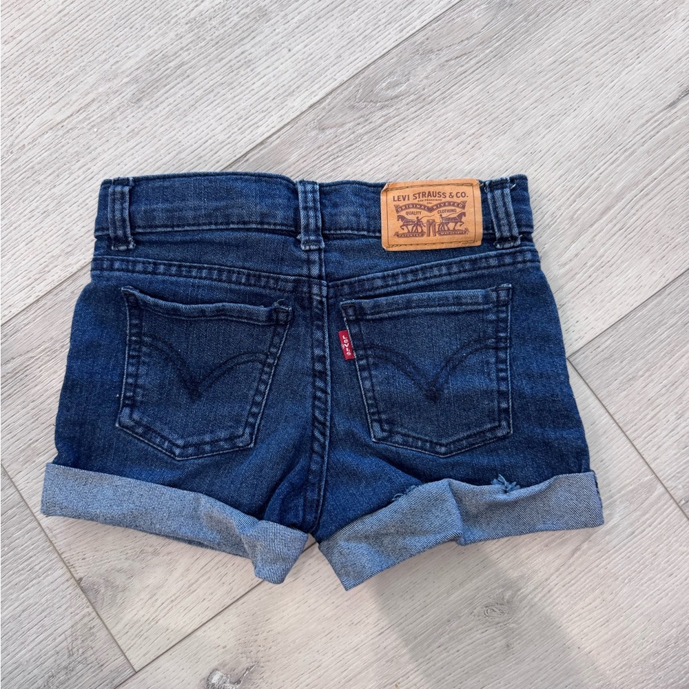 Size 6 Levi's Girls' Dark Blue Denim Roll-Cuff Shorts